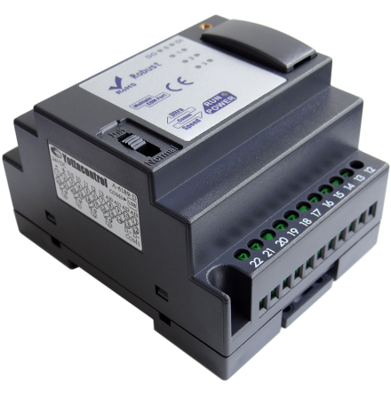 PLC med 8 DI, LED indikering, 4 moduler, 4 reläutgångar, 10-30VDC